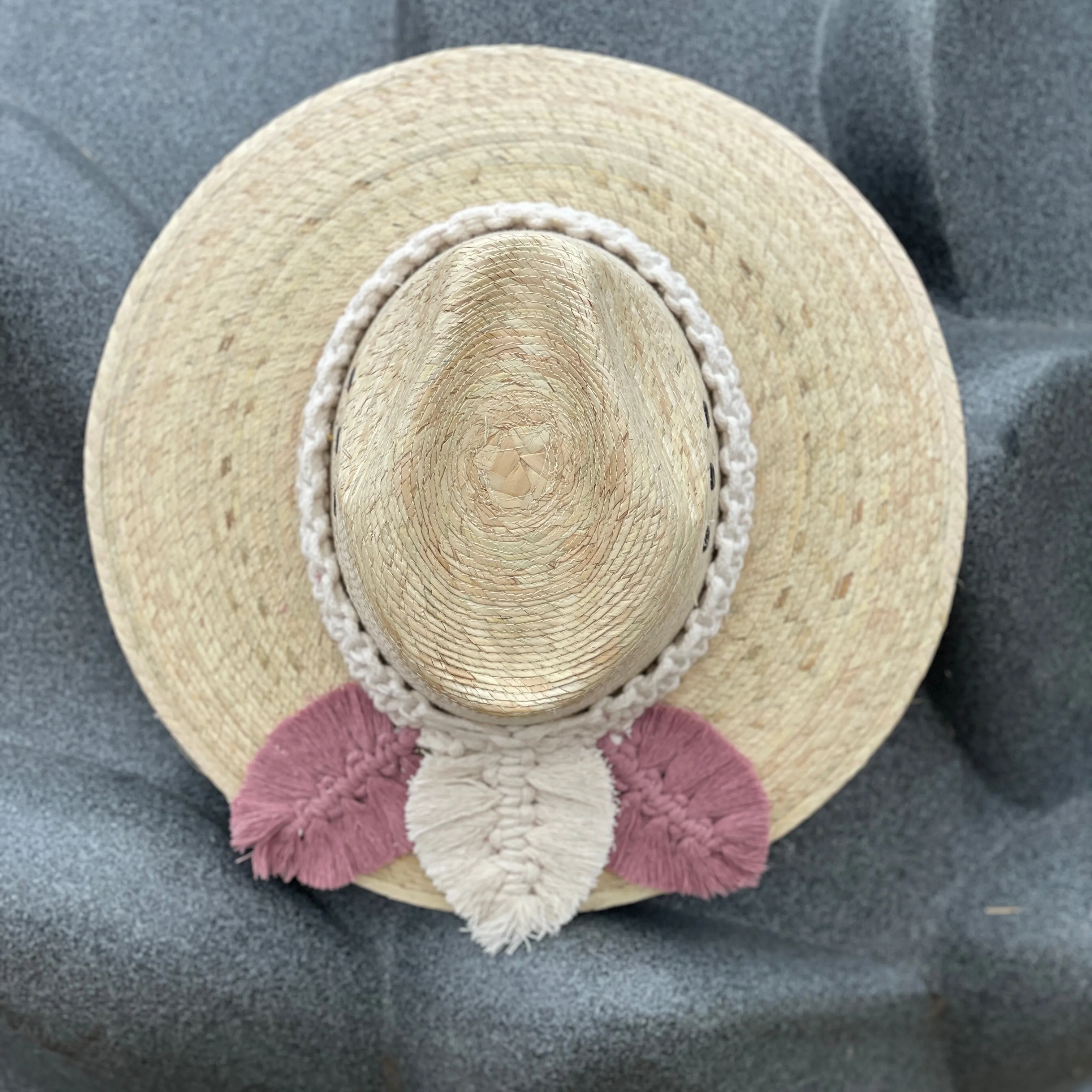 Macrame Feather Straw Hat