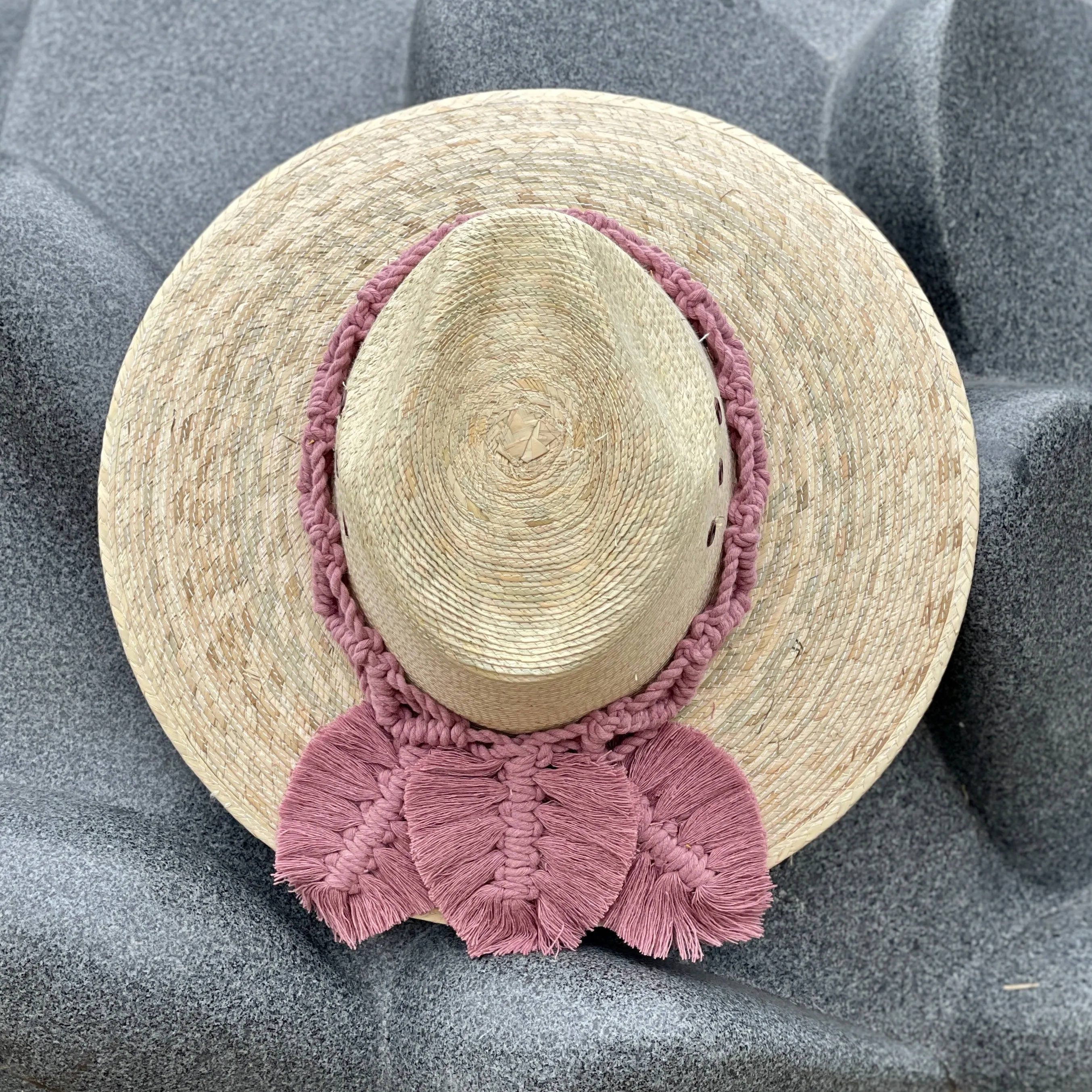 Macrame Feather Straw Hat