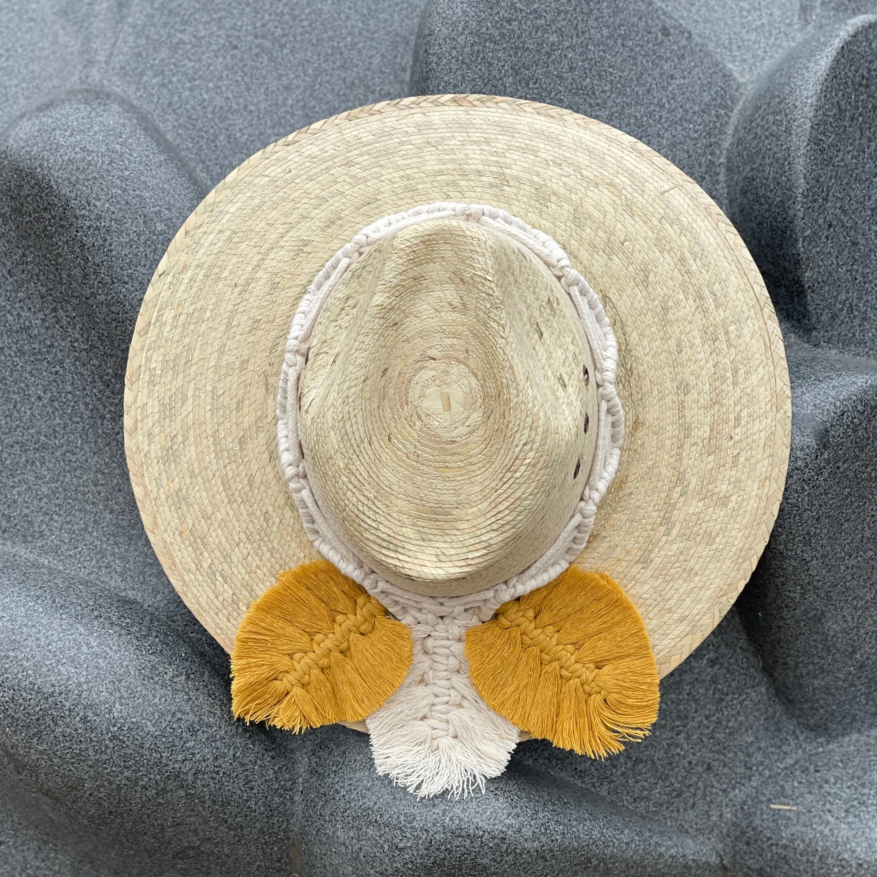 Macrame Feather Straw Hat