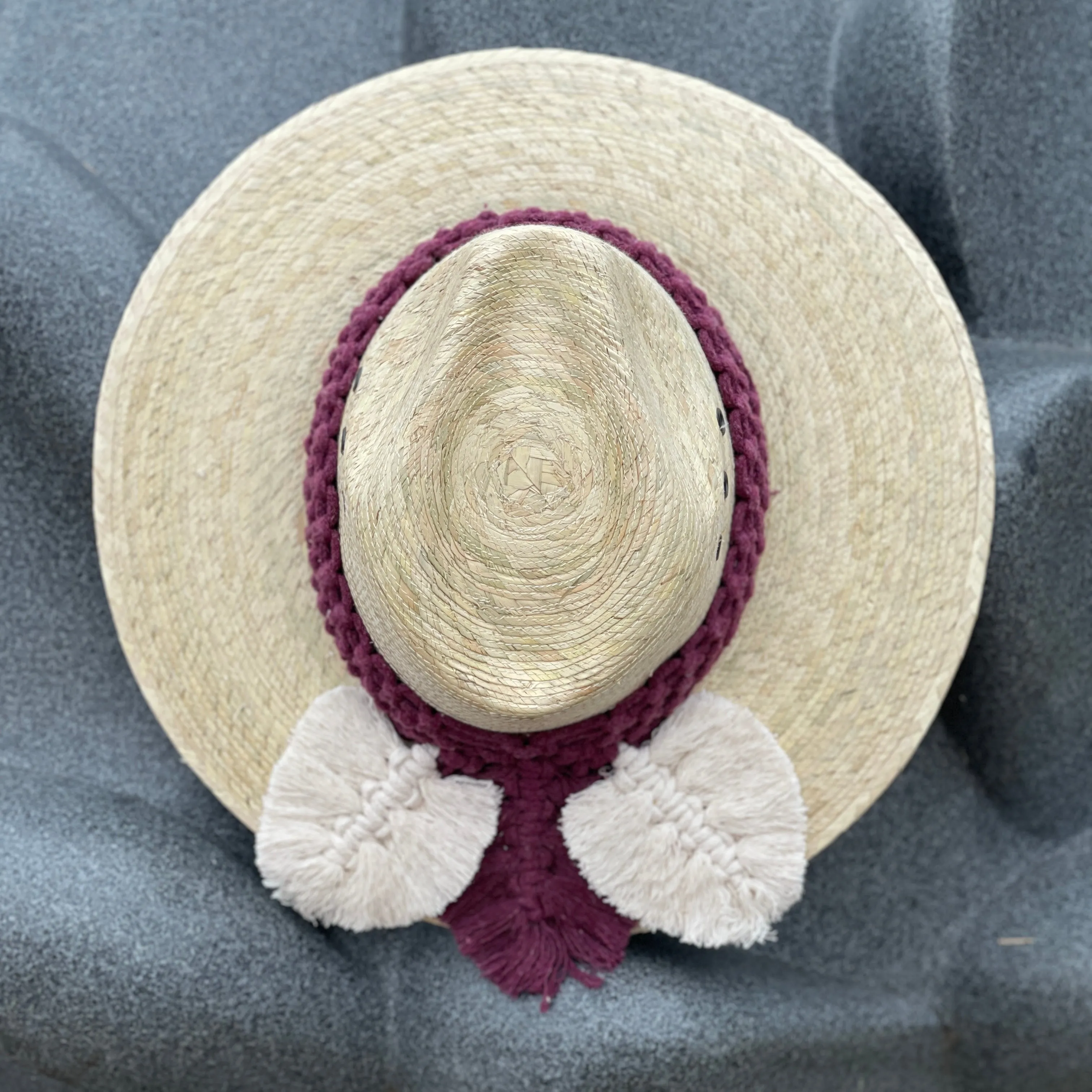 Macrame Feather Straw Hat