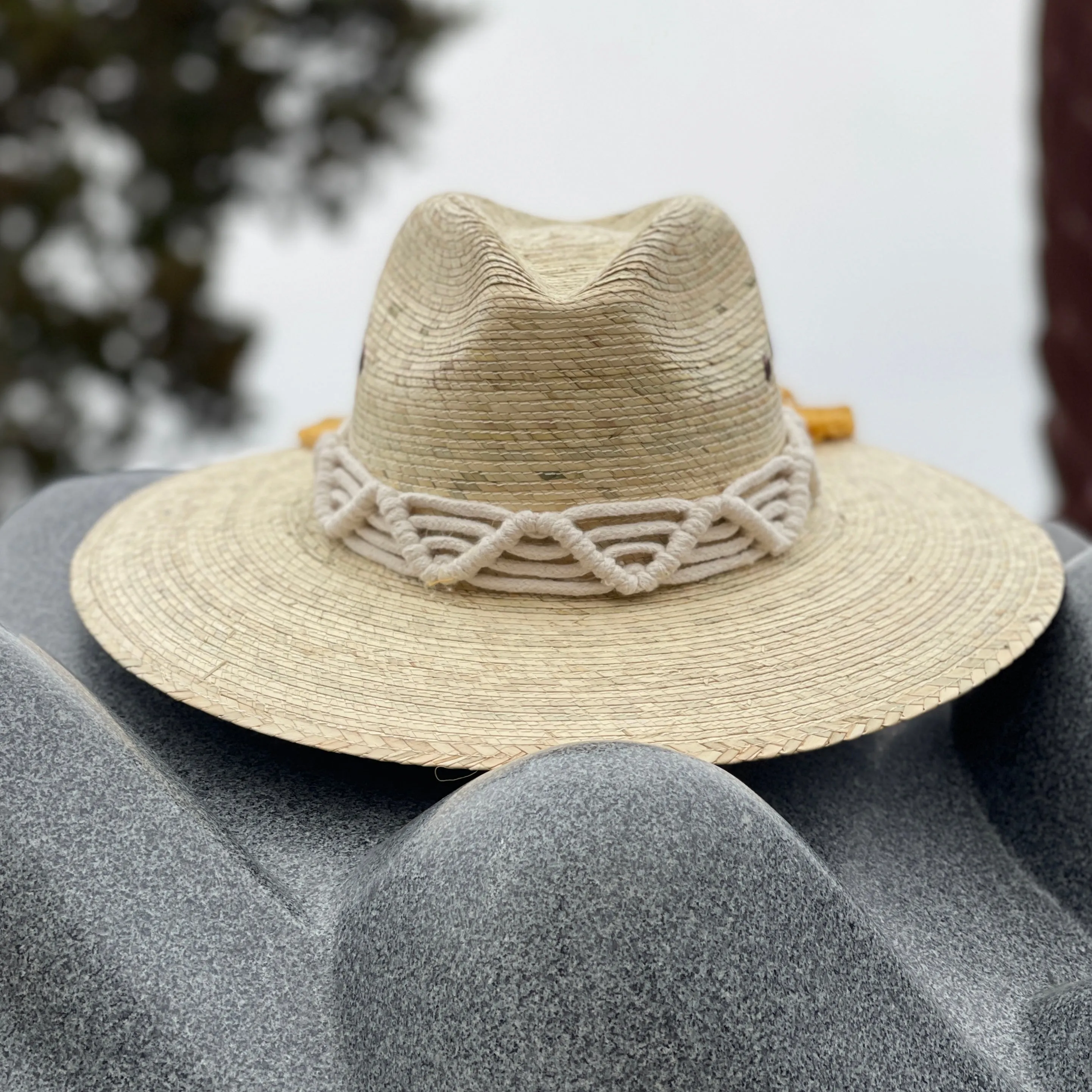 Macrame Feather Straw Hat