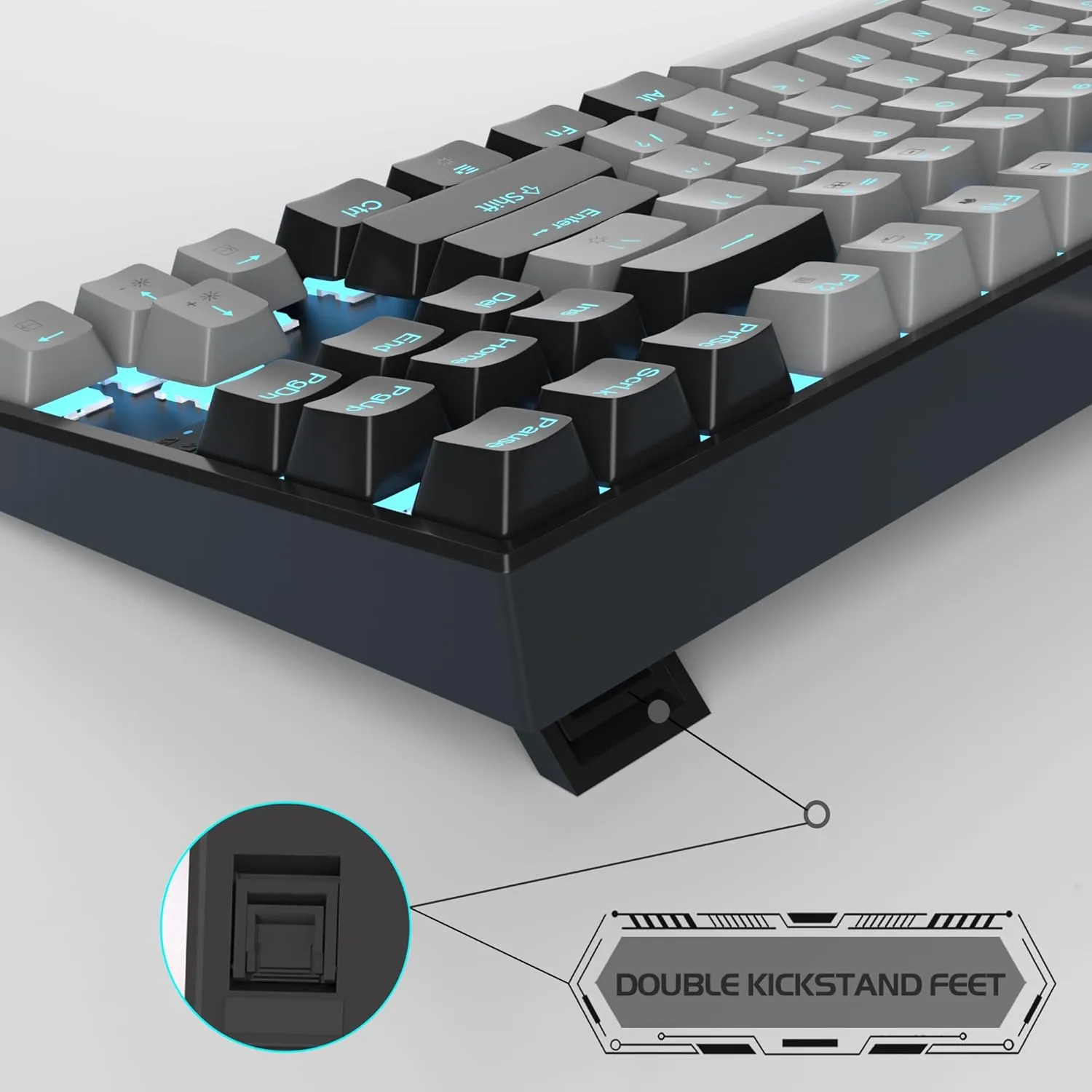 MageGee 75% Mechanical Gaming Keyboard with Blue Switch, LED Blue Backlit Keyboard, 87 Keys Compact TKL Wired Computer Keyboard for Windows Laptop PC Gamer - Grey/Black