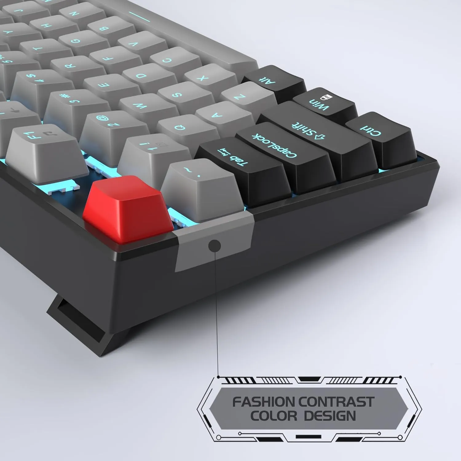MageGee 75% Mechanical Gaming Keyboard with Blue Switch, LED Blue Backlit Keyboard, 87 Keys Compact TKL Wired Computer Keyboard for Windows Laptop PC Gamer - Grey/Black