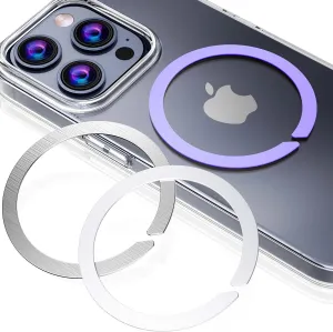 Magnetic Adapter Ring for MagSafe,Mag-Safe Sticker for Phone Case,Metallic,Adhesive, Compatible with Wireless Charging for iPhone Android,3 Pack(White Sliver Purple)