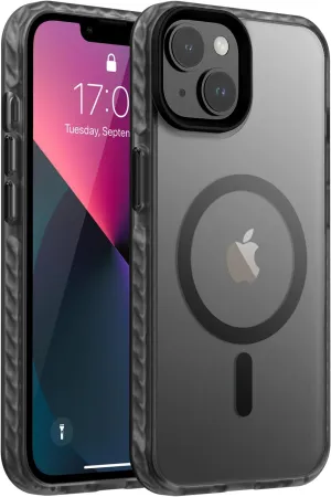 Magnetic for iPhone 14, iPhone 13 Case [Compatible with MagSafe] Translucent Matte Hard Back Soft TPU Bumper Cover Slim Women Men Shockproof Protective Phone Case for iPhone 13/14, Black