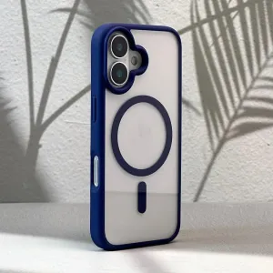 Magnetic Phone Case for iPhone 16 15 14 13 12 11 Pro Max Plus Matte Frame Clear Hard Cover,Blue,for iPhone 15 ProMax