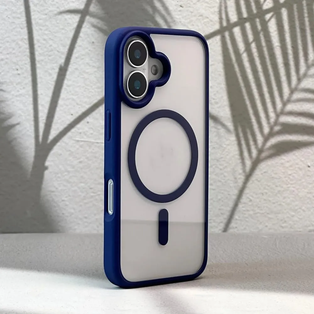Magnetic Phone Case for iPhone 16 15 14 13 12 11 Pro Max Plus Matte Frame Clear Hard Cover,Blue,for iPhone 15 ProMax