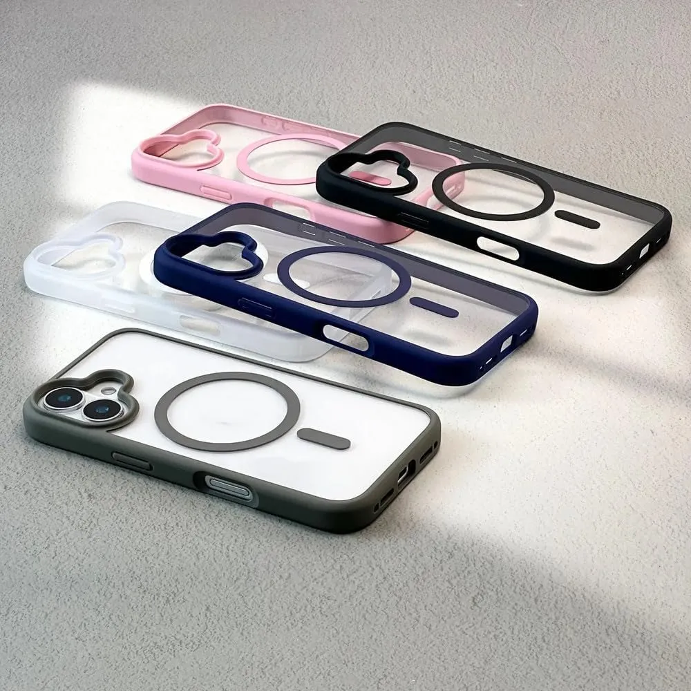 Magnetic Phone Case for iPhone 16 15 14 13 12 11 Pro Max Plus Matte Frame Clear Hard Cover,Blue,for iPhone 16