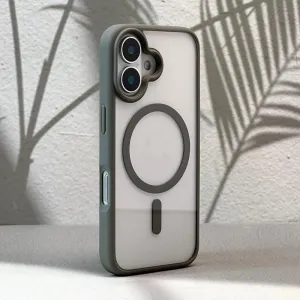 Magnetic Phone Case for iPhone 16 15 14 13 12 11 Pro Max Plus Matte Frame Clear Hard Cover,Gray,for iPhone 15 ProMax