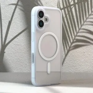 Magnetic Phone Case for iPhone 16 15 14 13 12 11 Pro Max Plus Matte Frame Clear Hard Cover,White,for iPhone 16