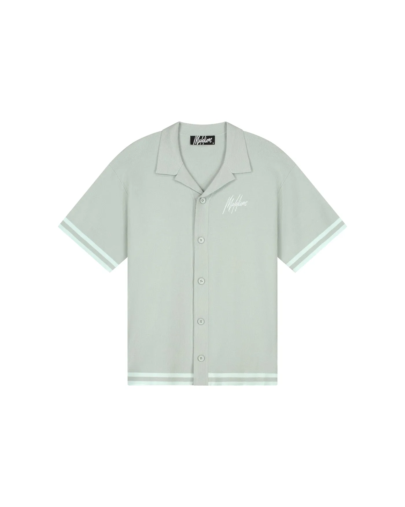 Malelions Men Knitted Camp Collar Shirt | Pale Aqua