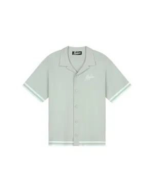 Malelions Men Knitted Camp Collar Shirt | Pale Aqua