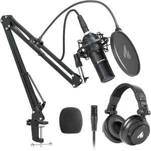 MAONO XLR Condenser Microphone, Professional Cardioid Studio Recording Mic with 50MM Drivers Studio Headphones AU-MH601for Streaming, Podcasting, Singing, Voice-Over, Vocal, Home-Studio, YouTube, Skyp