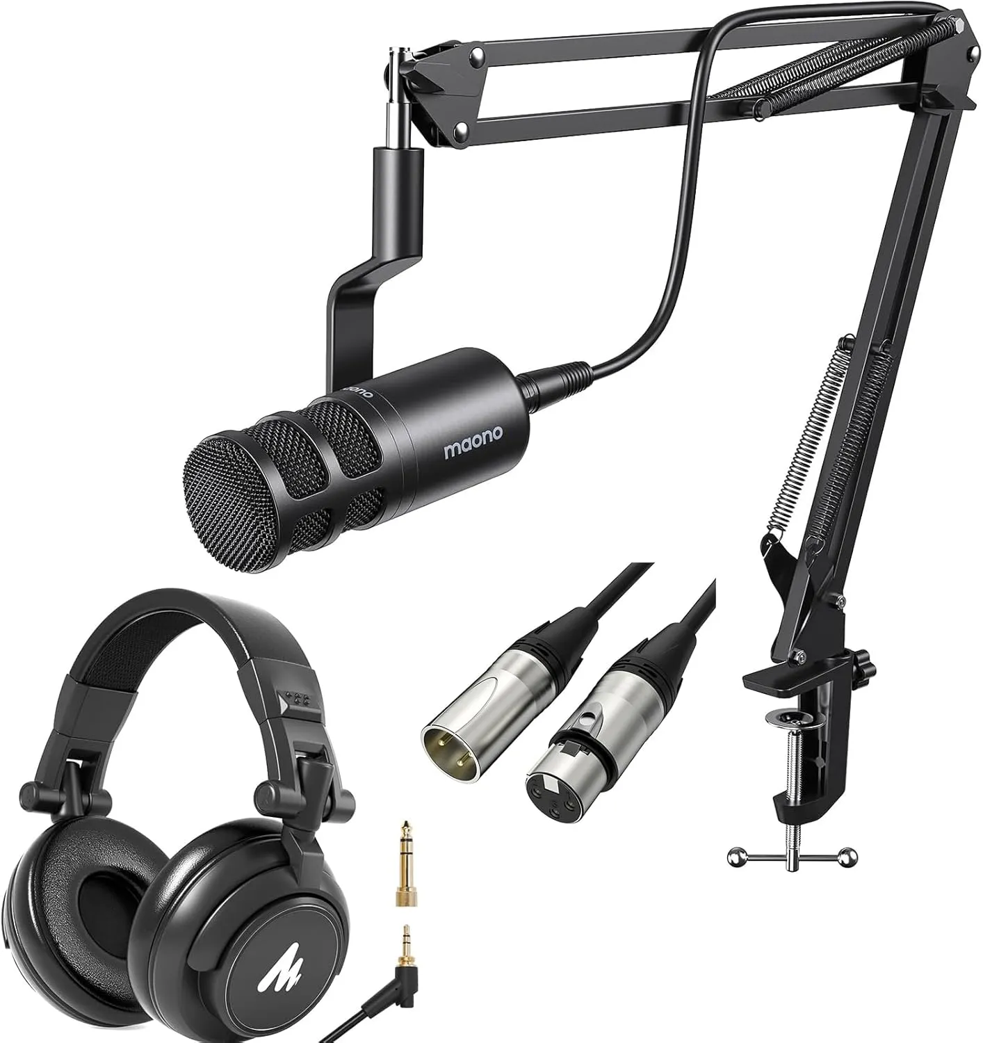 MAONO XLR Podcast Dynamic Microphone: Cardioid Studio Mic Works for Audio Interface, Audio Mixer for Vocal Recording Streaming Gaming Microphone with Studio Headphones
