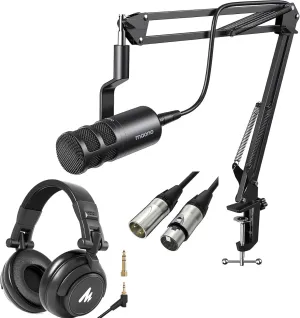 MAONO XLR Podcast Dynamic Microphone: Cardioid Studio Mic Works for Audio Interface, Audio Mixer for Vocal Recording Streaming Gaming Microphone with Studio Headphones