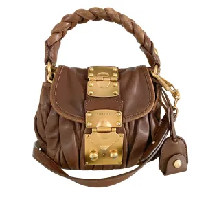 Matelassé Brown Leather Mini Shoulder Bag