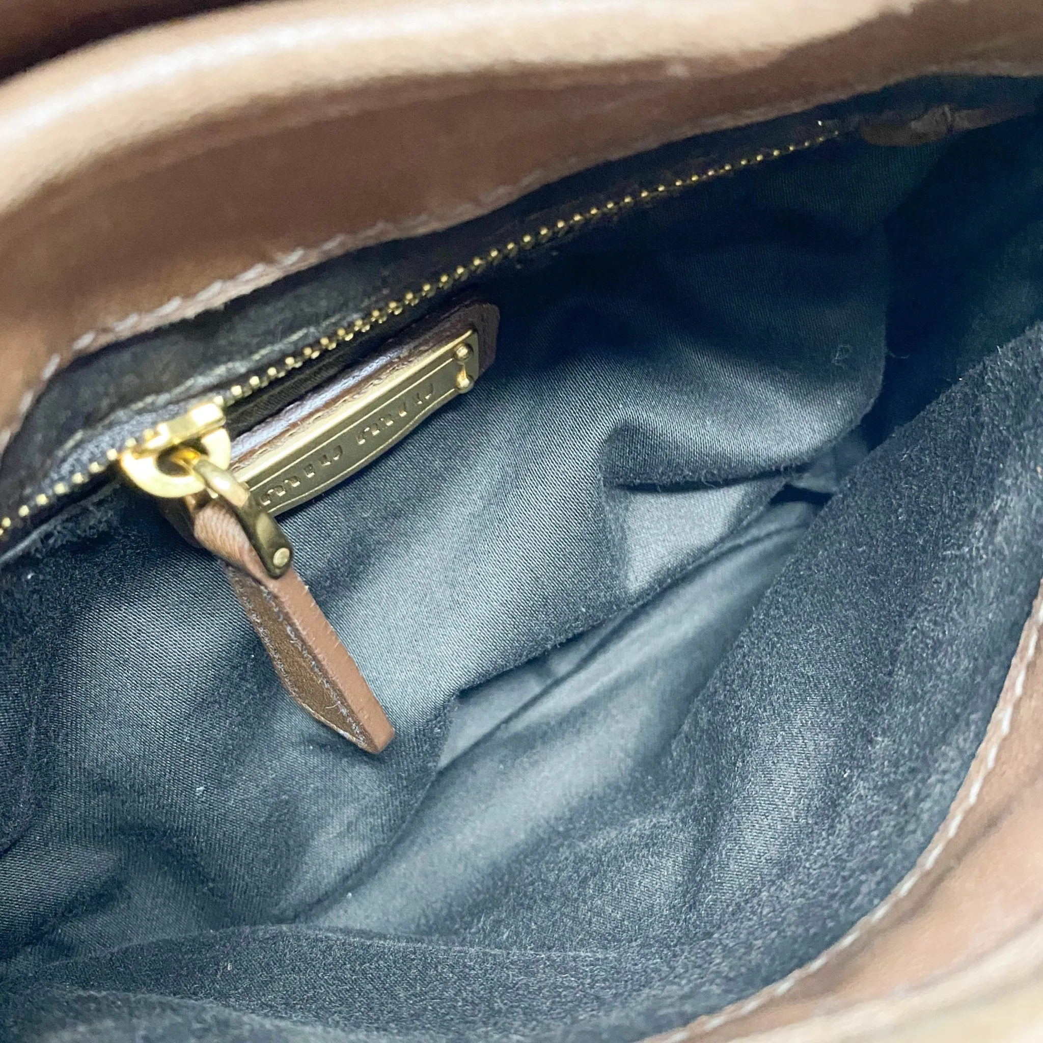 Matelassé Brown Leather Mini Shoulder Bag