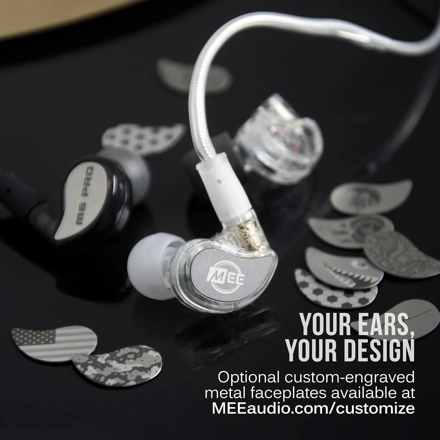 MEE audio M6 PRO In Ear Monitor Headphones for Musicians, 2nd Gen Model With Upgraded Sound, Memory Wire Earhooks & Replaceable Cables, Noise Isolating Professional Earbuds, 2 Cords Included (Clear)