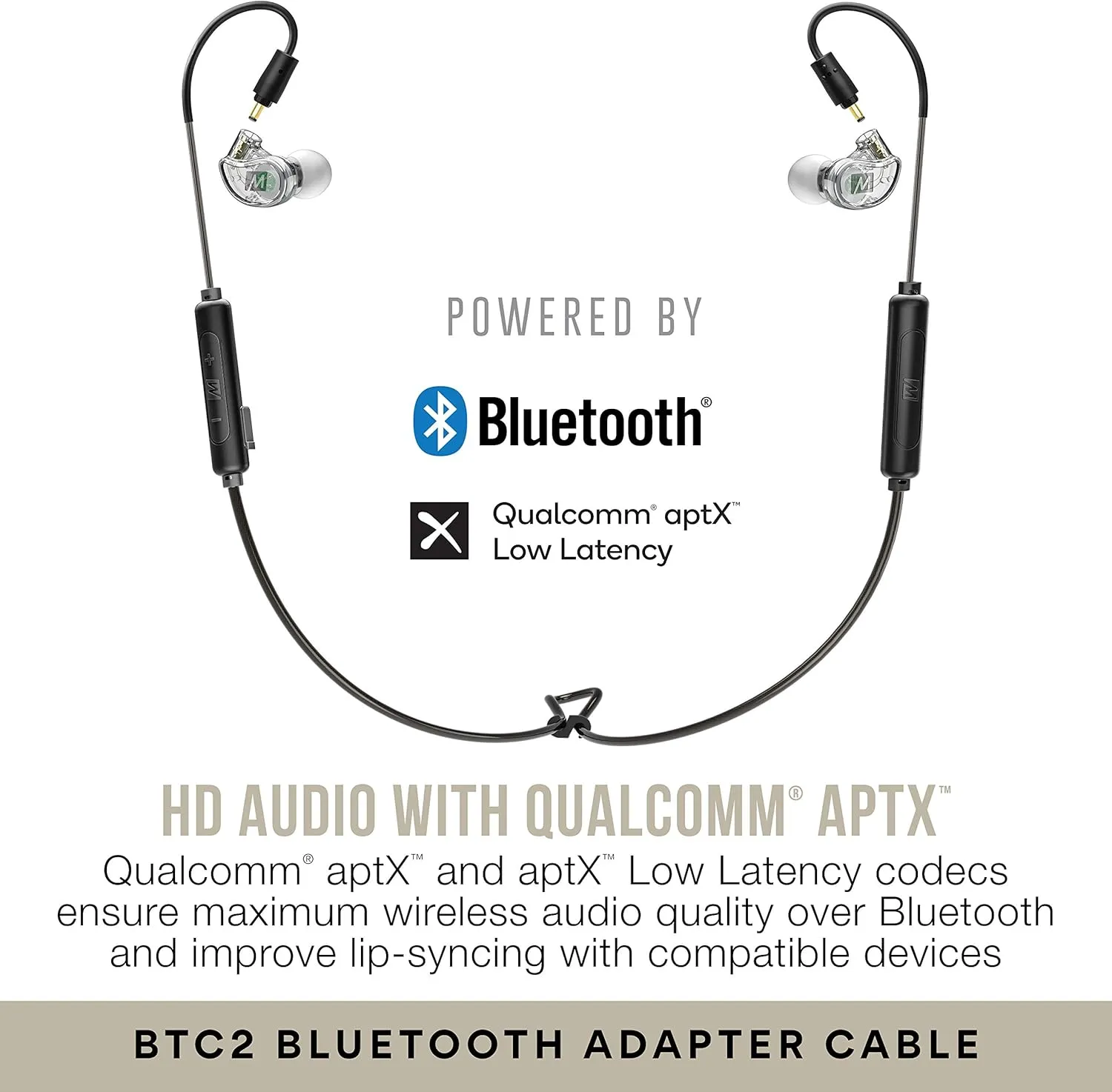 MEE audio M6 PRO Musicians' In-Ear Monitors Wired   Wireless Combo Pack: Includes Stereo Audio Cable and Bluetooth Audio Adapter (Clear) (CMB-M6PROBT-CL)