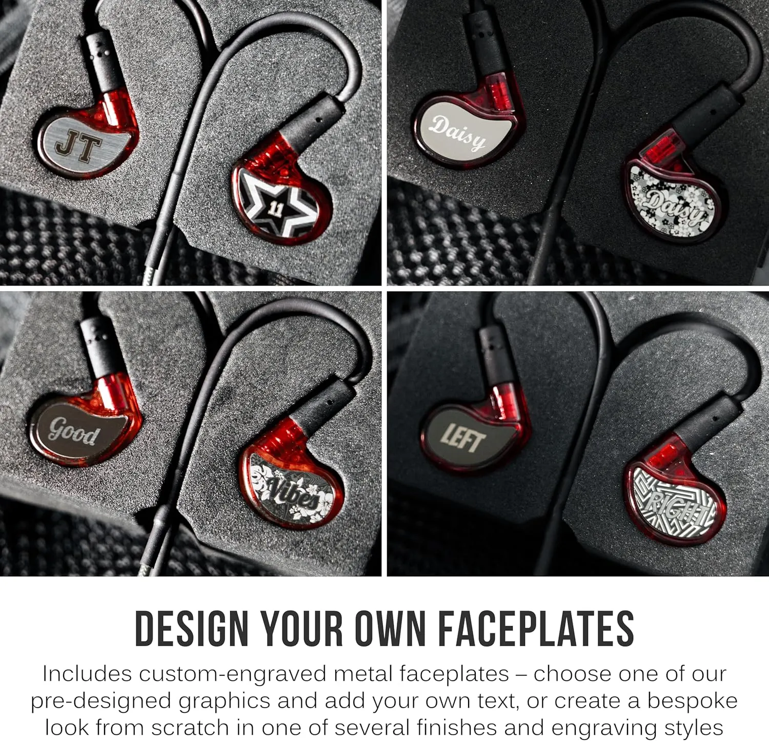 MEE audio Personalized M6 PRO in Ear Monitor Headphones for Musicians w/Engraved Metal Faceplates: Choose an Artwork and/or Add Custom Text, Noise Isolating Professional Earbuds w/Replaceable Cables