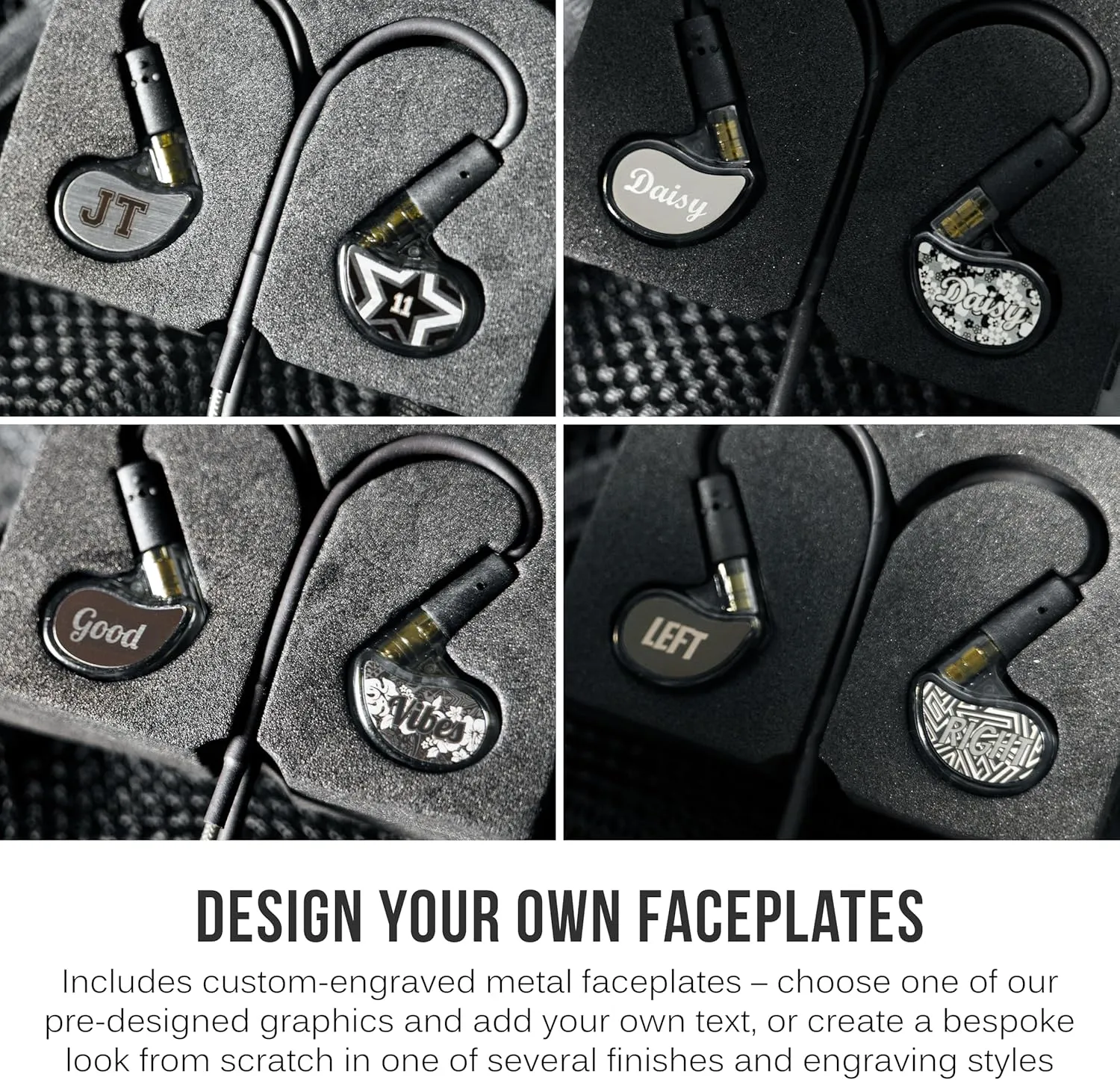 MEE audio Personalized M6 PRO in Ear Monitor Headphones for Musicians w/Engraved Metal Faceplates: Choose an Artwork and/or Add Custom Text, Noise Isolating Professional Earbuds w/Replaceable Cables