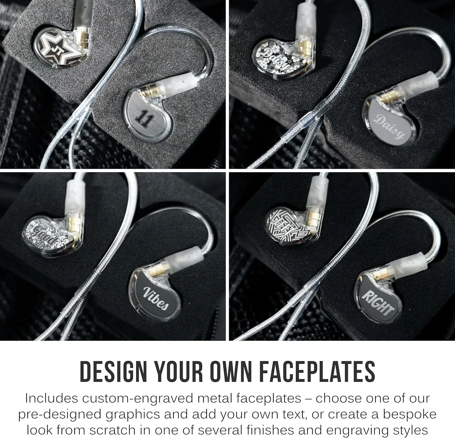 MEE audio Personalized M6 PRO in Ear Monitor Headphones for Musicians w/Engraved Metal Faceplates: Choose an Artwork and/or Add Custom Text, Noise Isolating Professional Earbuds w/Replaceable Cables