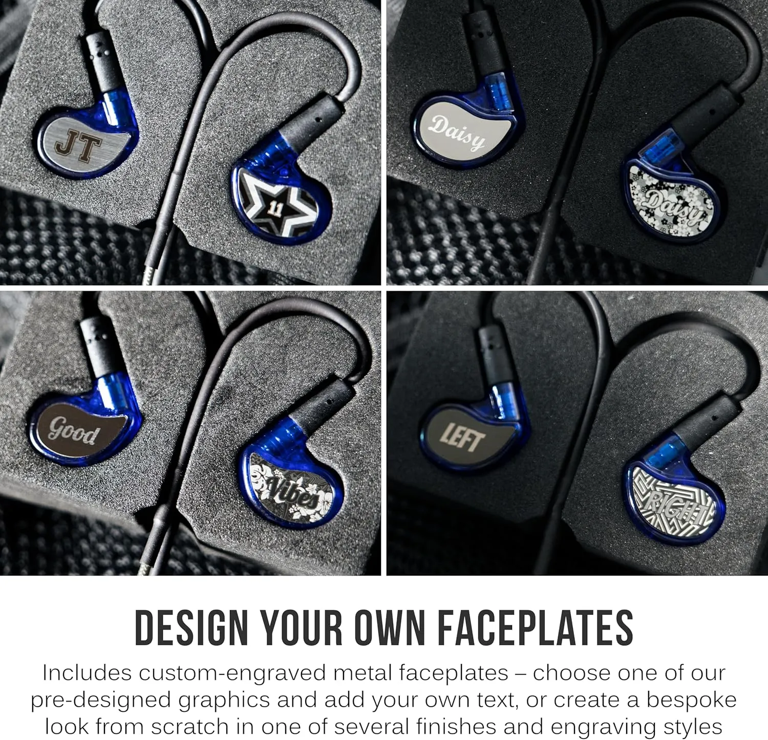 MEE audio Personalized M6 PRO in Ear Monitor Headphones for Musicians w/Engraved Metal Faceplates: Choose an Artwork and/or Add Custom Text, Noise Isolating Professional Earbuds w/Replaceable Cables