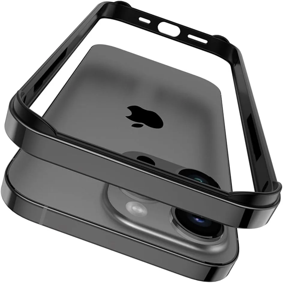Metal Bumper Case for iPhone 16 Pro Max 15 14 Plus 13 12 11 15Pro 14Pro 16Pro 16Plus Phone Frame Cover Accessories,Black,for iPhone 13