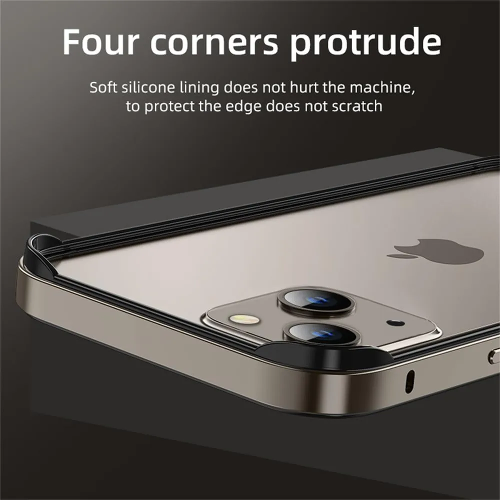 Metal Bumper Case for iPhone 16 Pro Max 15 14 Plus 13 12 11 15Pro 14Pro 16Pro 16Plus Phone Frame Cover Accessories,Silver,for iPhone 13