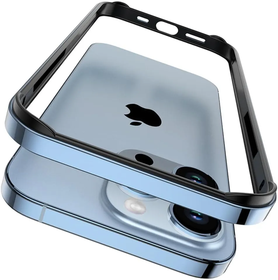 Metal Bumper Case for iPhone 16 Pro Max 15 14 Plus 13 12 11 15Pro 14Pro 16Pro 16Plus Phone Frame Cover Accessories,Sky Blue,for iPhone 13