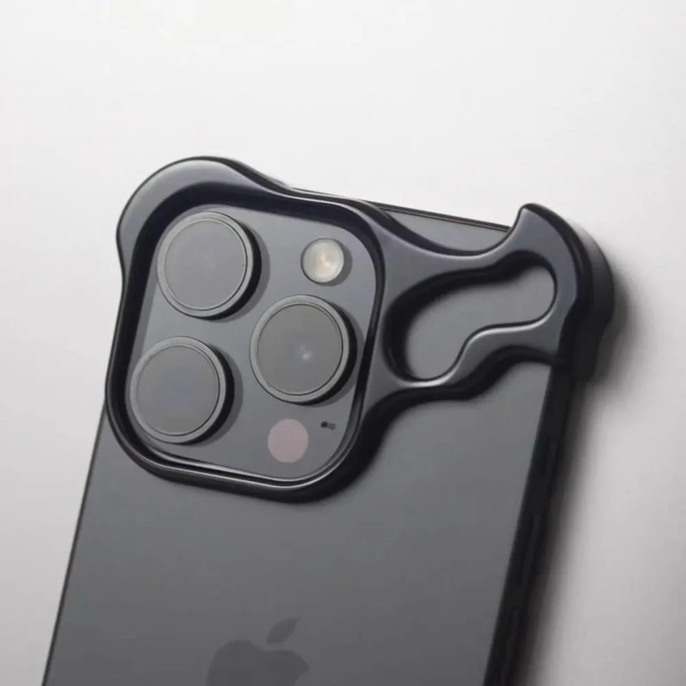 Metal Frameless Titanium Alloy Phone Case for iPhone 15 14 13 12 Pro Max Plus Shaped Lens Protective Film Antidrop Protective,Grey,for iPhone 13 ProMax