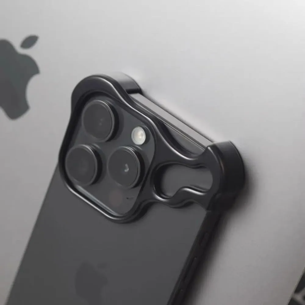 Metal Frameless Titanium Alloy Phone Case for iPhone 15 14 13 12 Pro Max Plus Shaped Lens Protective Film Antidrop Protective,Grey,for iPhone 13 ProMax