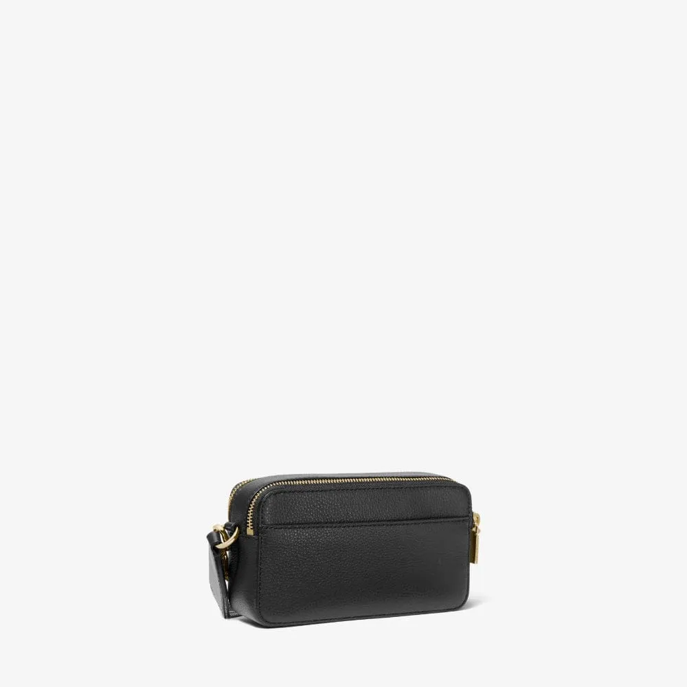 Michael Kors Jet Set Small Pebbled Leather Double Zip Camera Bag in Black