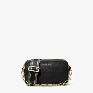 Michael Kors Jet Set Small Pebbled Leather Double Zip Camera Bag in Black