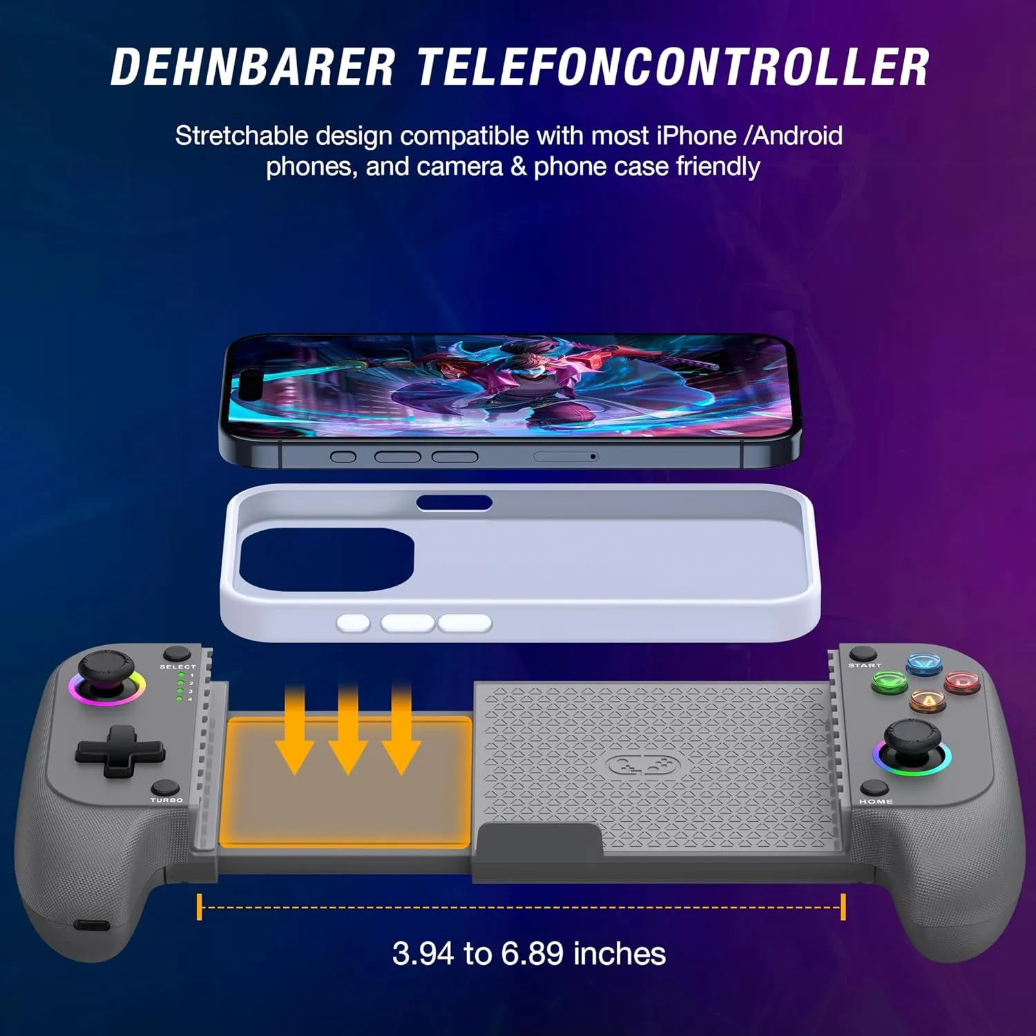 Mobile Game Controller for iPhone/Android Wireless gaming controller Support Phone Case - Phone Gaming Controller for Xbox Game Pass, PlayStation, Steam Link, Call of Duty, Roblox & Minecraft