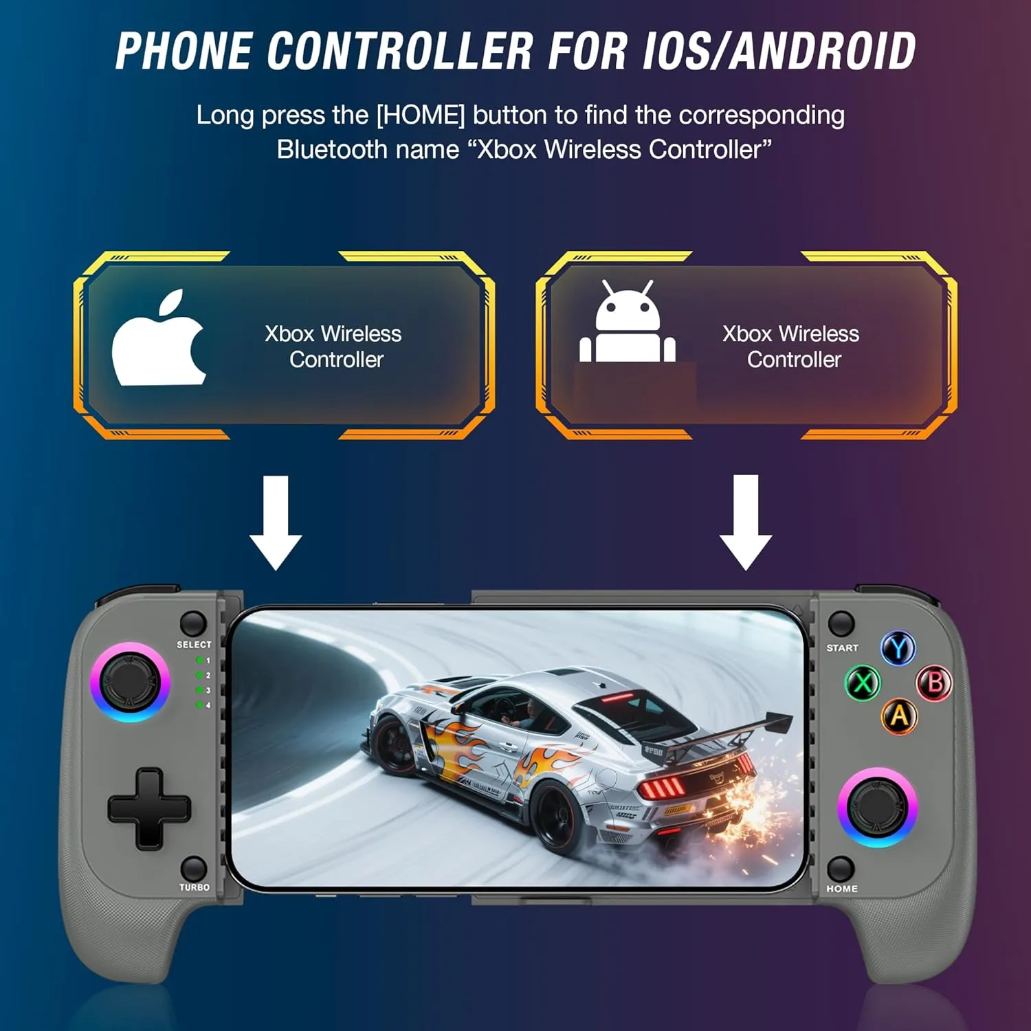 Mobile Game Controller for iPhone/Android Wireless gaming controller Support Phone Case - Phone Gaming Controller for Xbox Game Pass, PlayStation, Steam Link, Call of Duty, Roblox & Minecraft
