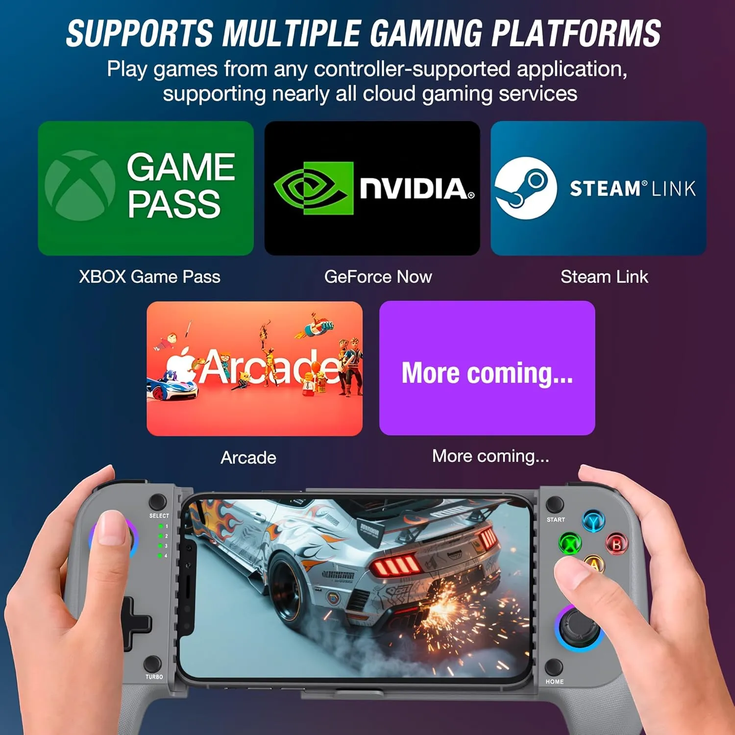 Mobile Game Controller for iPhone/Android Wireless gaming controller Support Phone Case - Phone Gaming Controller for Xbox Game Pass, PlayStation, Steam Link, Call of Duty, Roblox & Minecraft