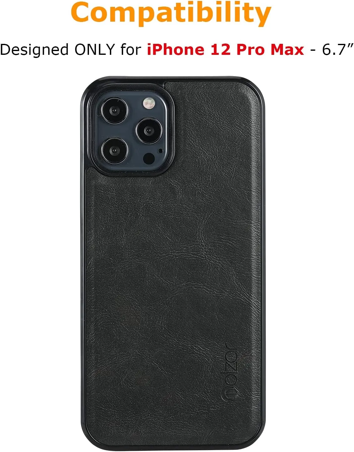 molzar GripBig Series for iPhone 12 Pro Max Case, Built-in Metal Plate for Magnetic Mount, Works with Qi-Certified Chargers, Compatible with iPhone 12 Pro Max, Black/Black