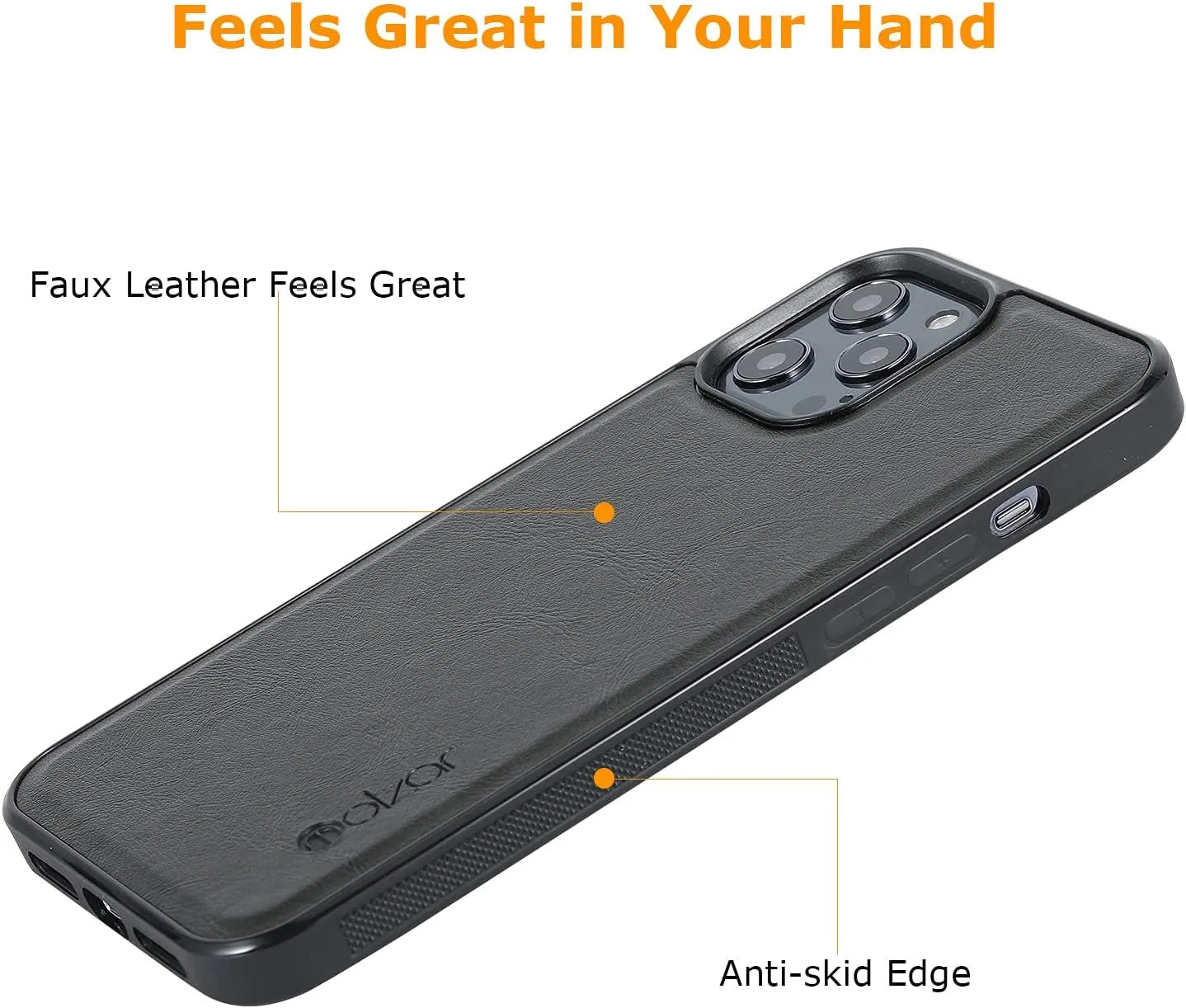 molzar GripBig Series for iPhone 12 Pro Max Case, Built-in Metal Plate for Magnetic Mount, Works with Qi-Certified Chargers, Compatible with iPhone 12 Pro Max, Black/Black