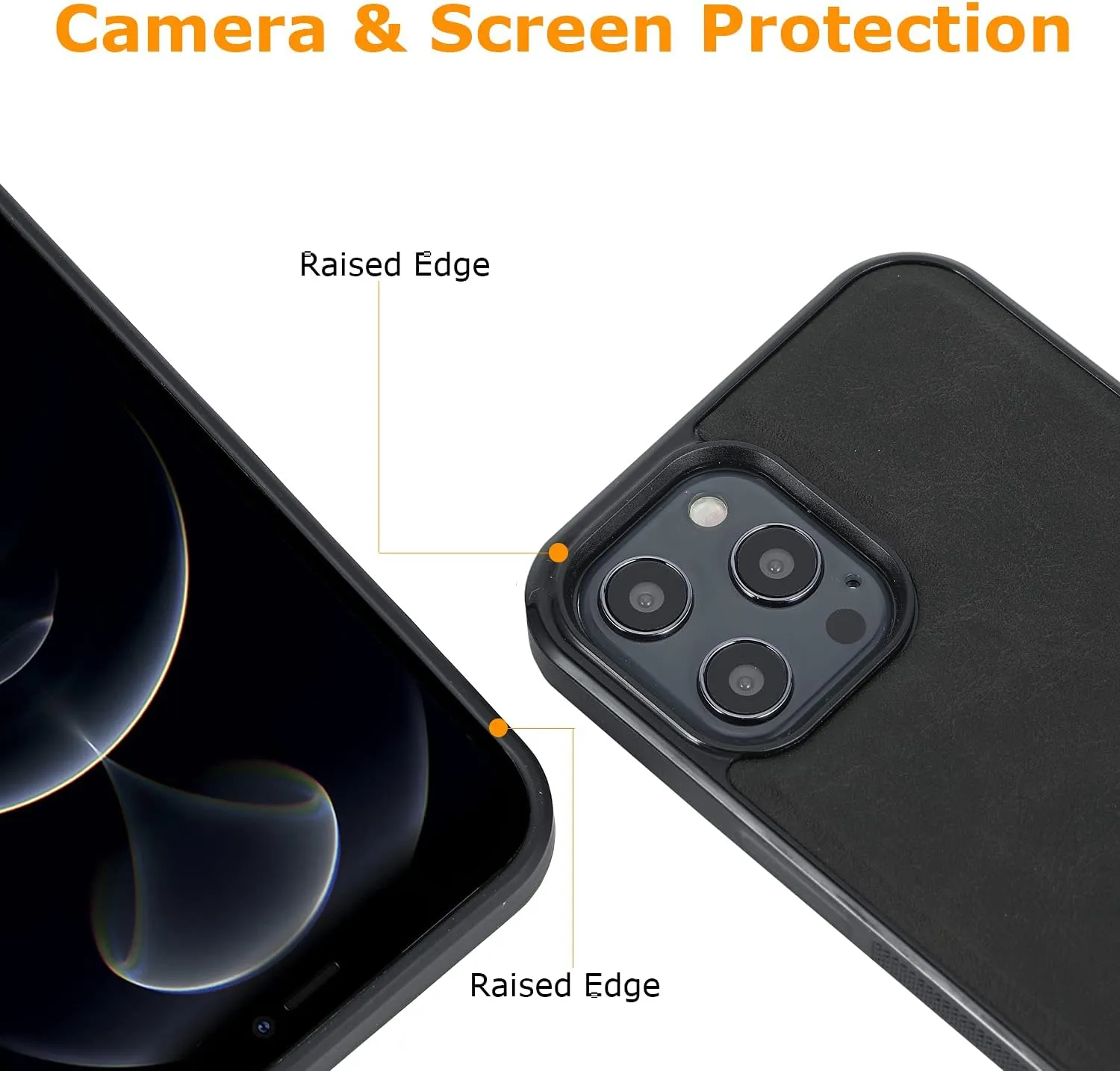 molzar GripBig Series for iPhone 12 Pro Max Case, Built-in Metal Plate for Magnetic Mount, Works with Qi-Certified Chargers, Compatible with iPhone 12 Pro Max, Black/Black