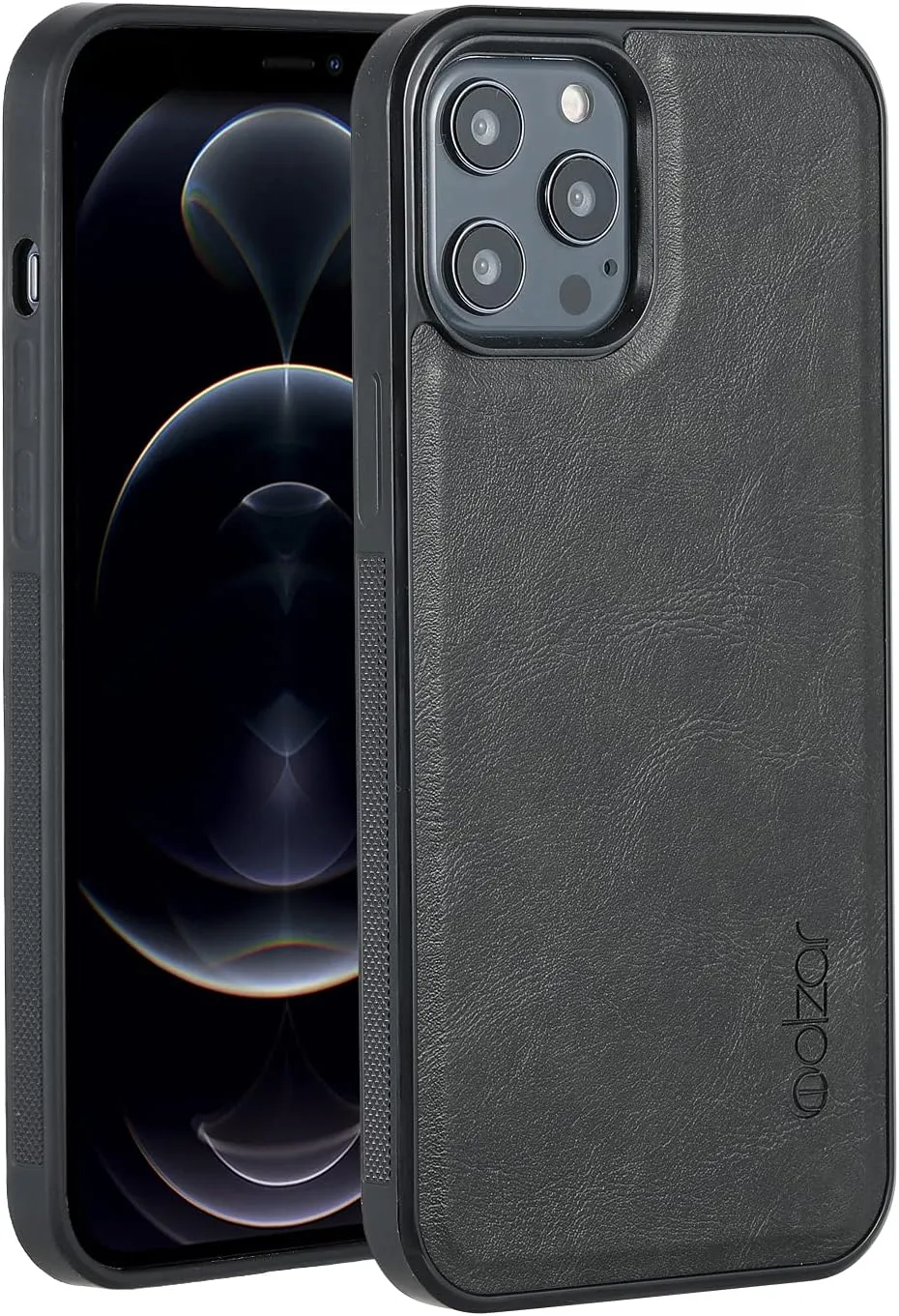 molzar GripBig Series for iPhone 12 Pro Max Case, Built-in Metal Plate for Magnetic Mount, Works with Qi-Certified Chargers, Compatible with iPhone 12 Pro Max, Black/Black