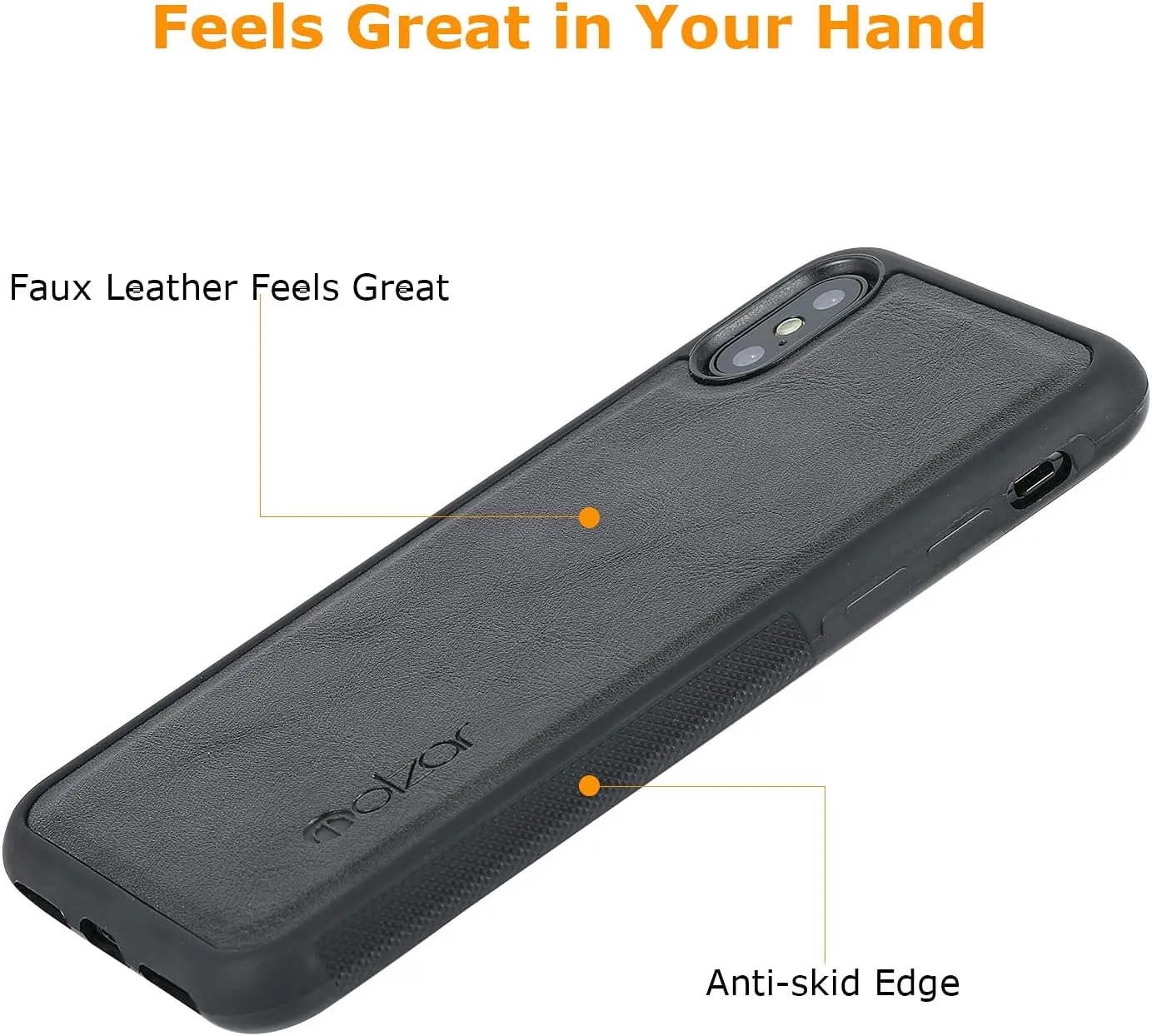 molzar GripBig Series for iPhone Xs and iPhone X Case, Built-in Metal Plate for Magnetic Mount, Works with Qi-Certified Chargers, Compatible with iPhone Xs/X, Black/Black