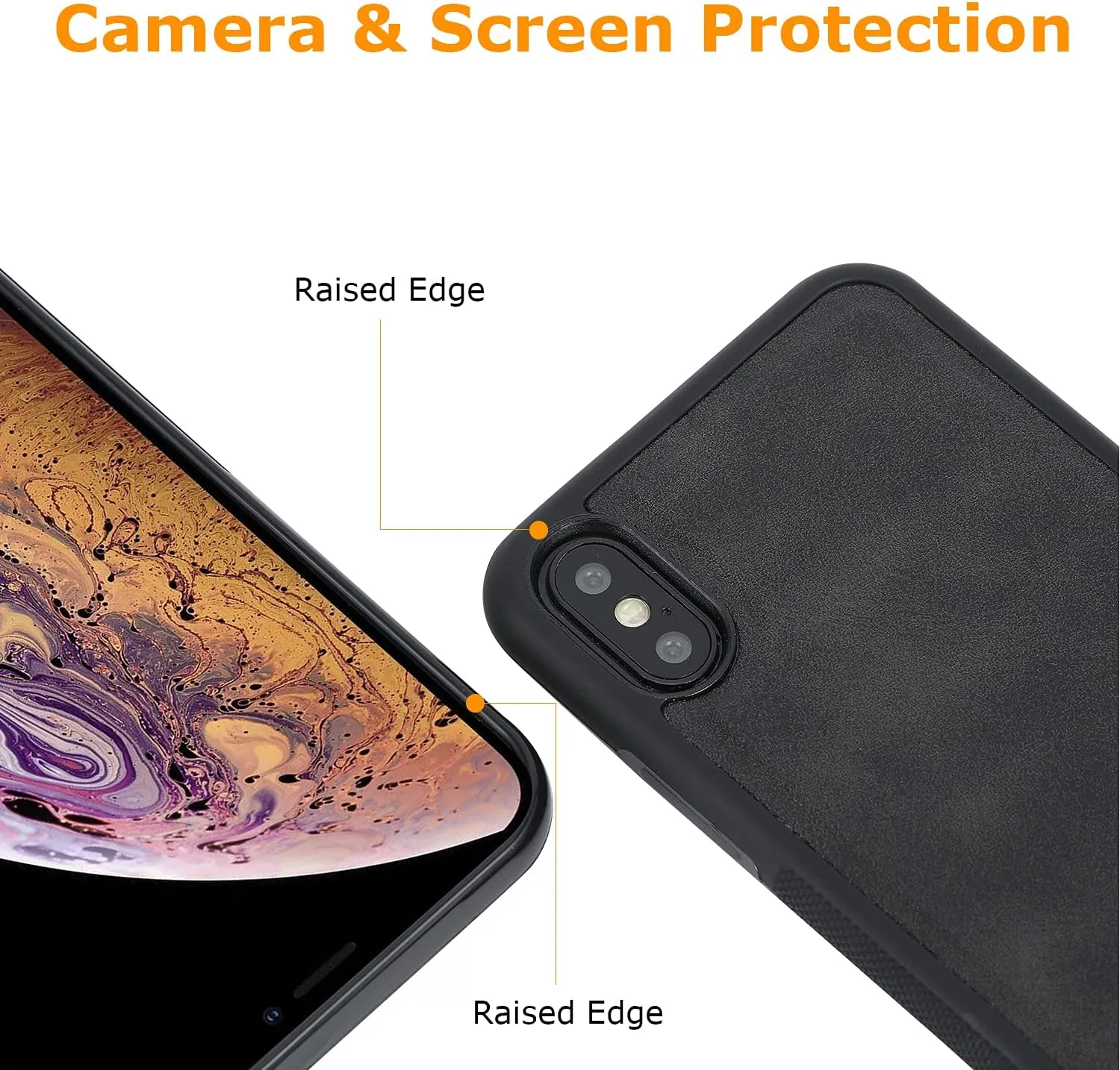 molzar GripBig Series for iPhone Xs and iPhone X Case, Built-in Metal Plate for Magnetic Mount, Works with Qi-Certified Chargers, Compatible with iPhone Xs/X, Black/Black