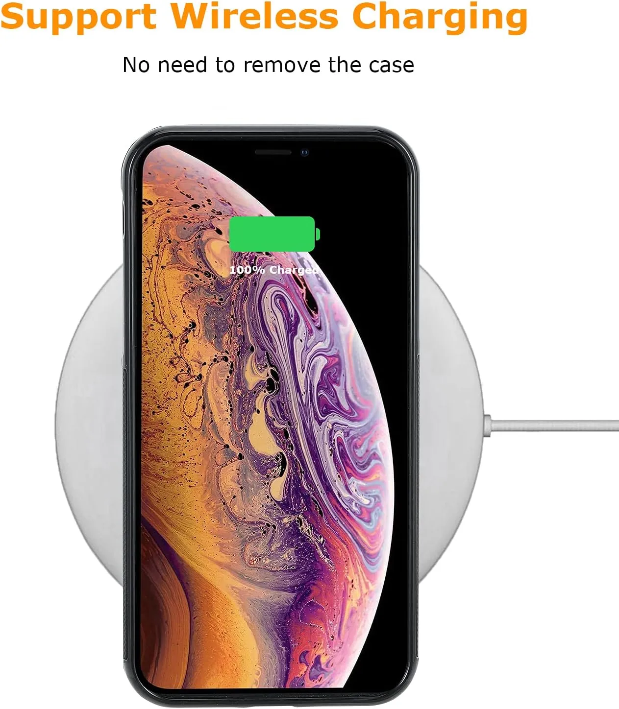 molzar GripBig Series for iPhone Xs and iPhone X Case, Built-in Metal Plate for Magnetic Mount, Works with Qi-Certified Chargers, Compatible with iPhone Xs/X, Black/Black