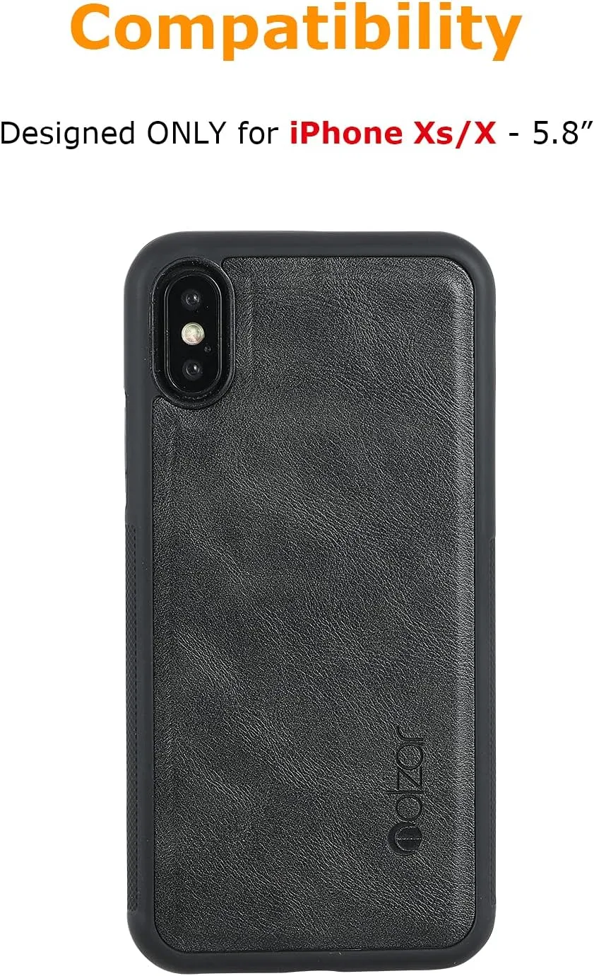 molzar GripBig Series for iPhone Xs and iPhone X Case, Built-in Metal Plate for Magnetic Mount, Works with Qi-Certified Chargers, Compatible with iPhone Xs/X, Black/Black
