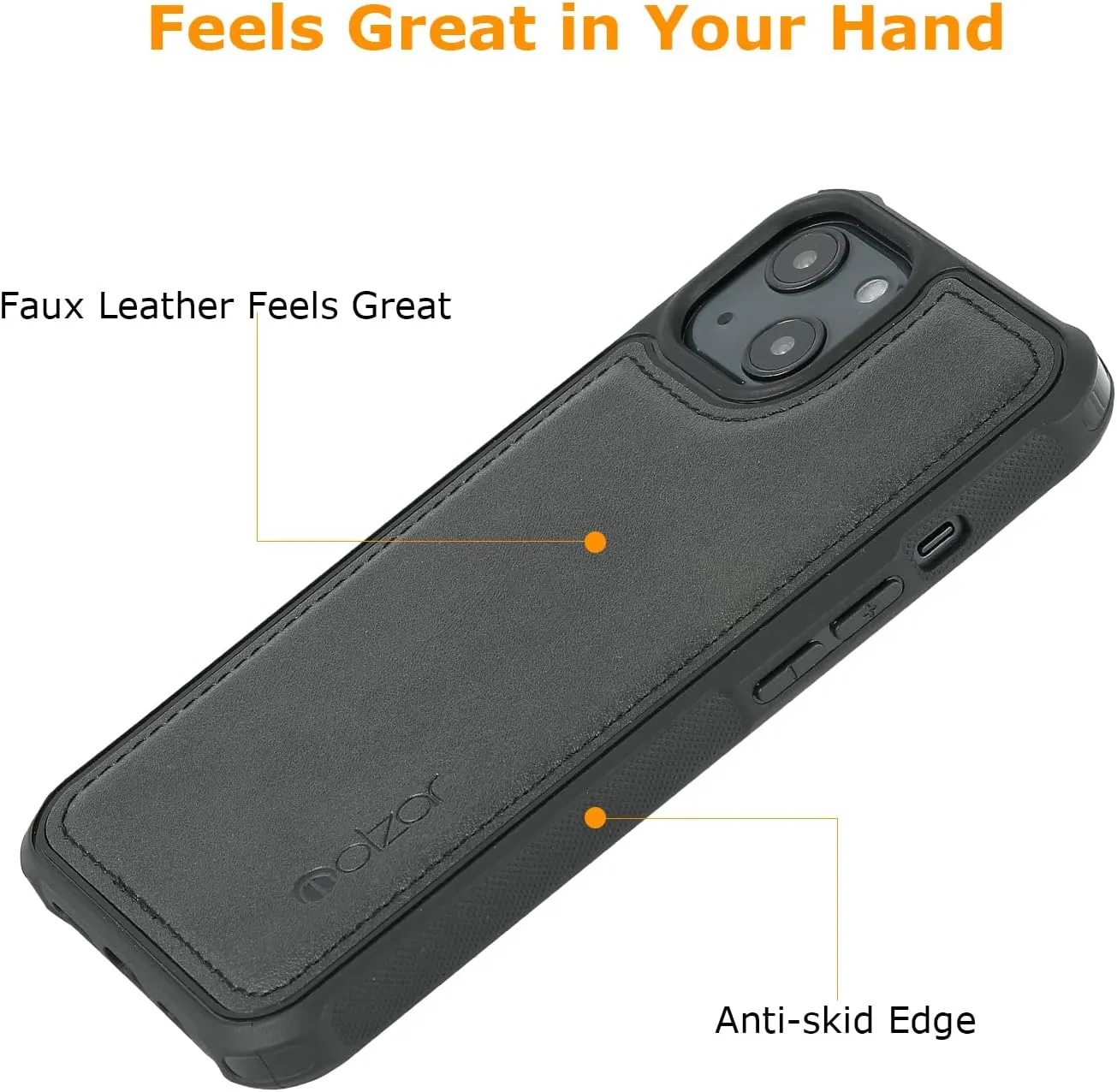 molzar MAG Series for iPhone 13 Case, Built-in Metal Plate for Magnetic Mount, Works with Qi-Certified Chargers, Compatible with iPhone 13, Black