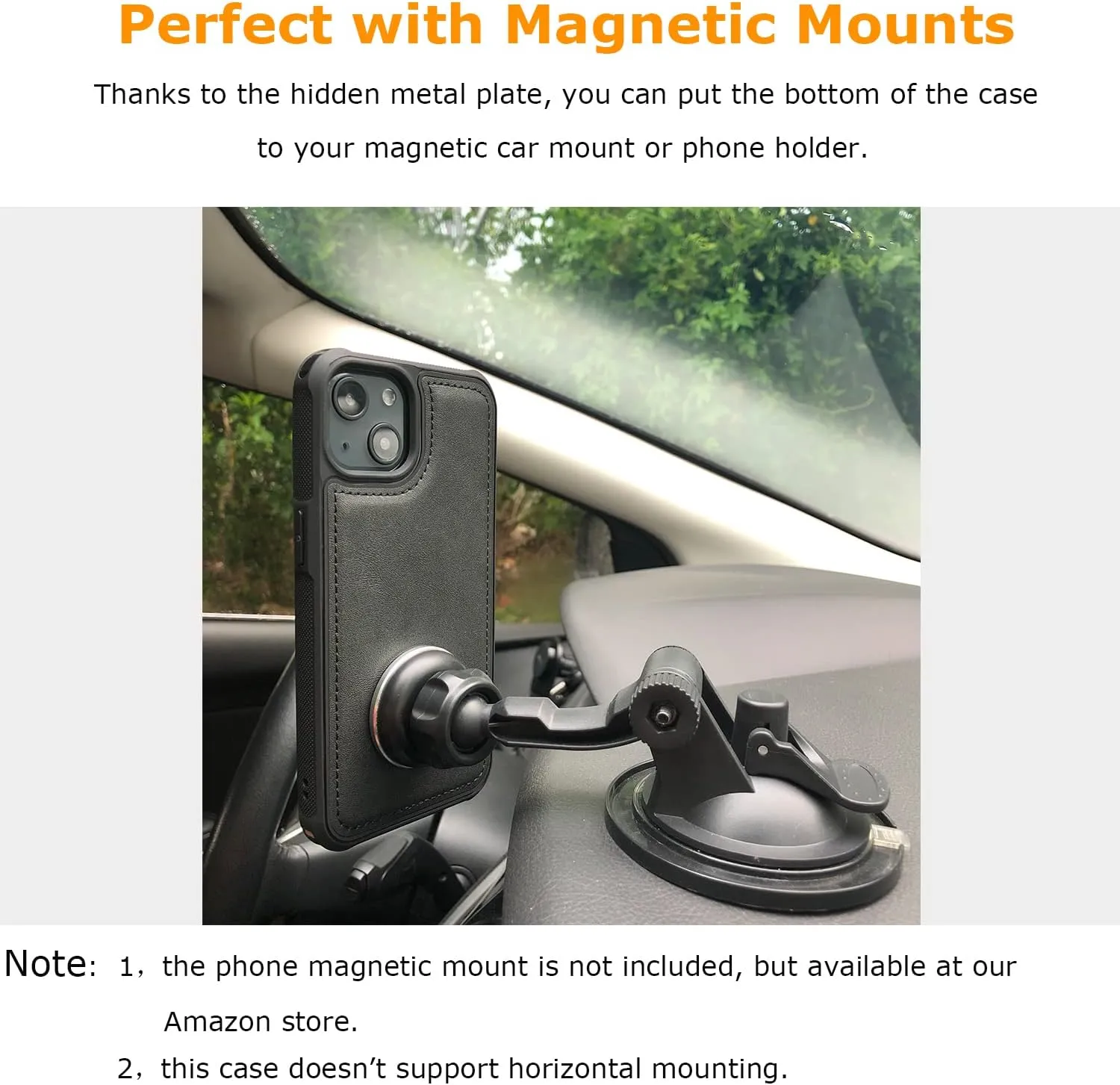 molzar MAG Series for iPhone 13 Case, Built-in Metal Plate for Magnetic Mount, Works with Qi-Certified Chargers, Compatible with iPhone 13, Black