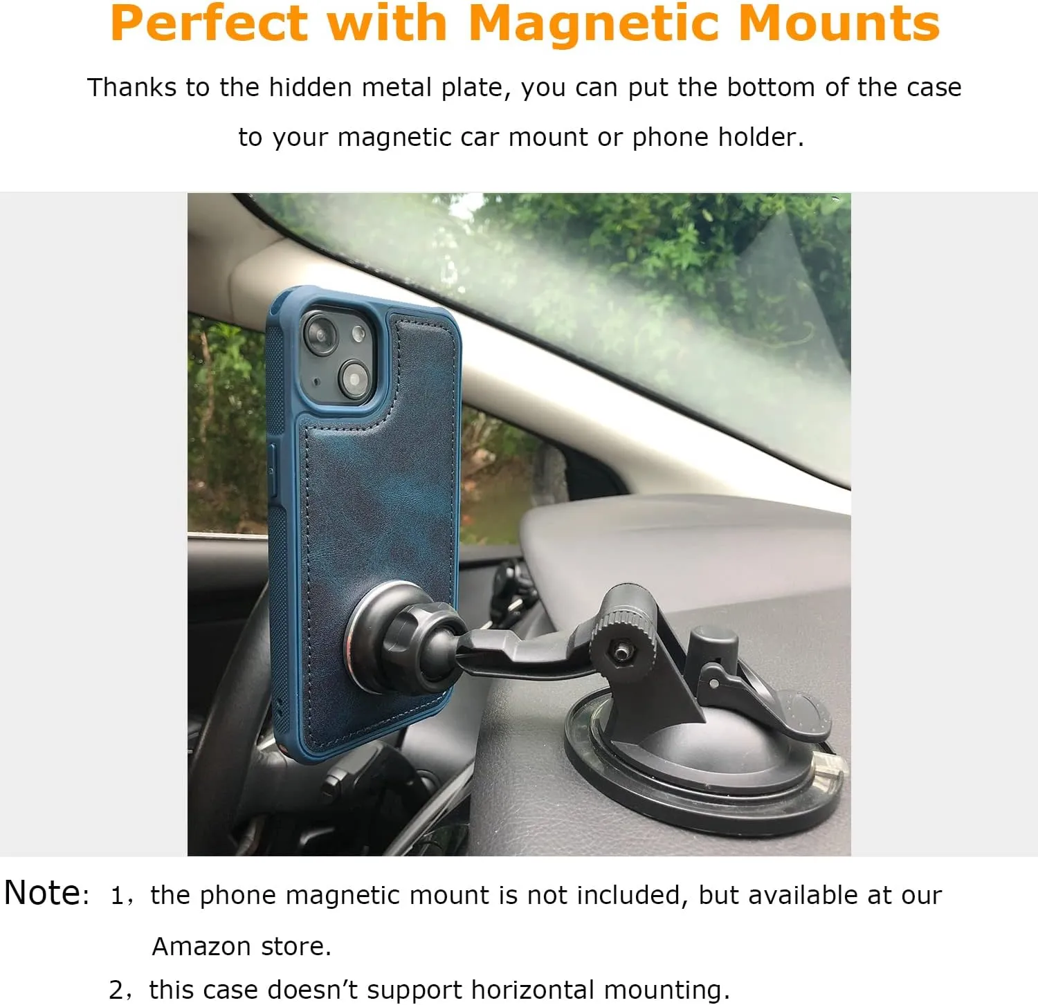 molzar MAG Series for iPhone 13 Case, Built-in Metal Plate for Magnetic Mount, Works with Qi-Certified Chargers, Compatible with iPhone 13, Blue