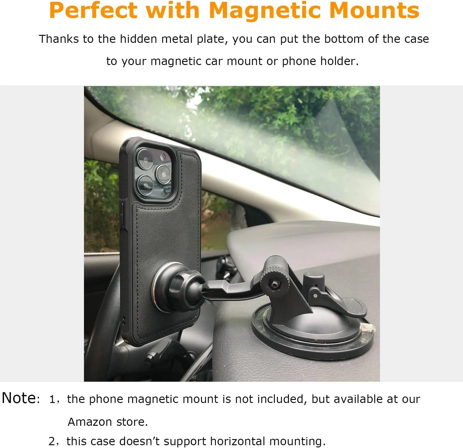 molzar MAG Series for iPhone 13 Pro Case, Built-in Metal Plate for Magnetic Mount, Works with Qi-Certified Chargers, Compatible with iPhone 13 Pro, Black
