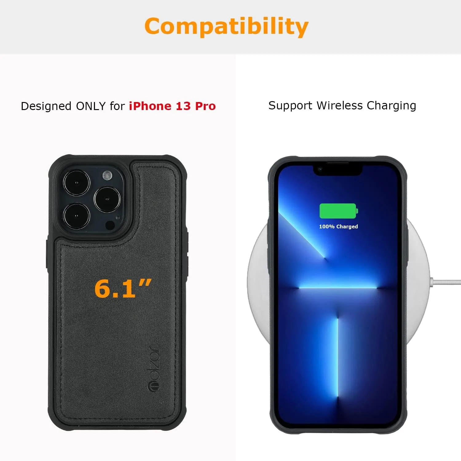 molzar MAG Series for iPhone 13 Pro Case, Built-in Metal Plate for Magnetic Mount, Works with Qi-Certified Chargers, Compatible with iPhone 13 Pro, Black